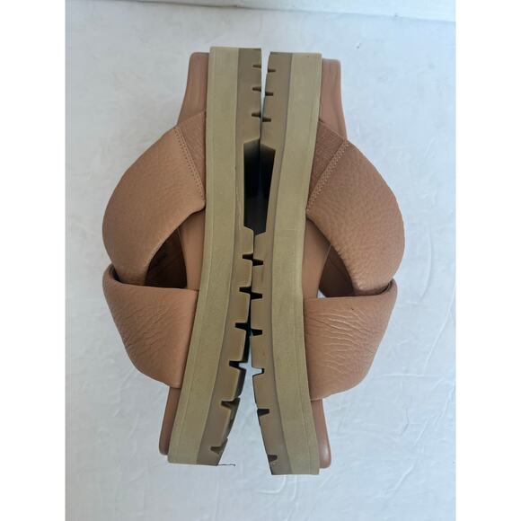 Vionic Vesta Pebbled Tan Leather CrissCross Slide On Comfort Platform Sandals 9 - Picture 5 of 11